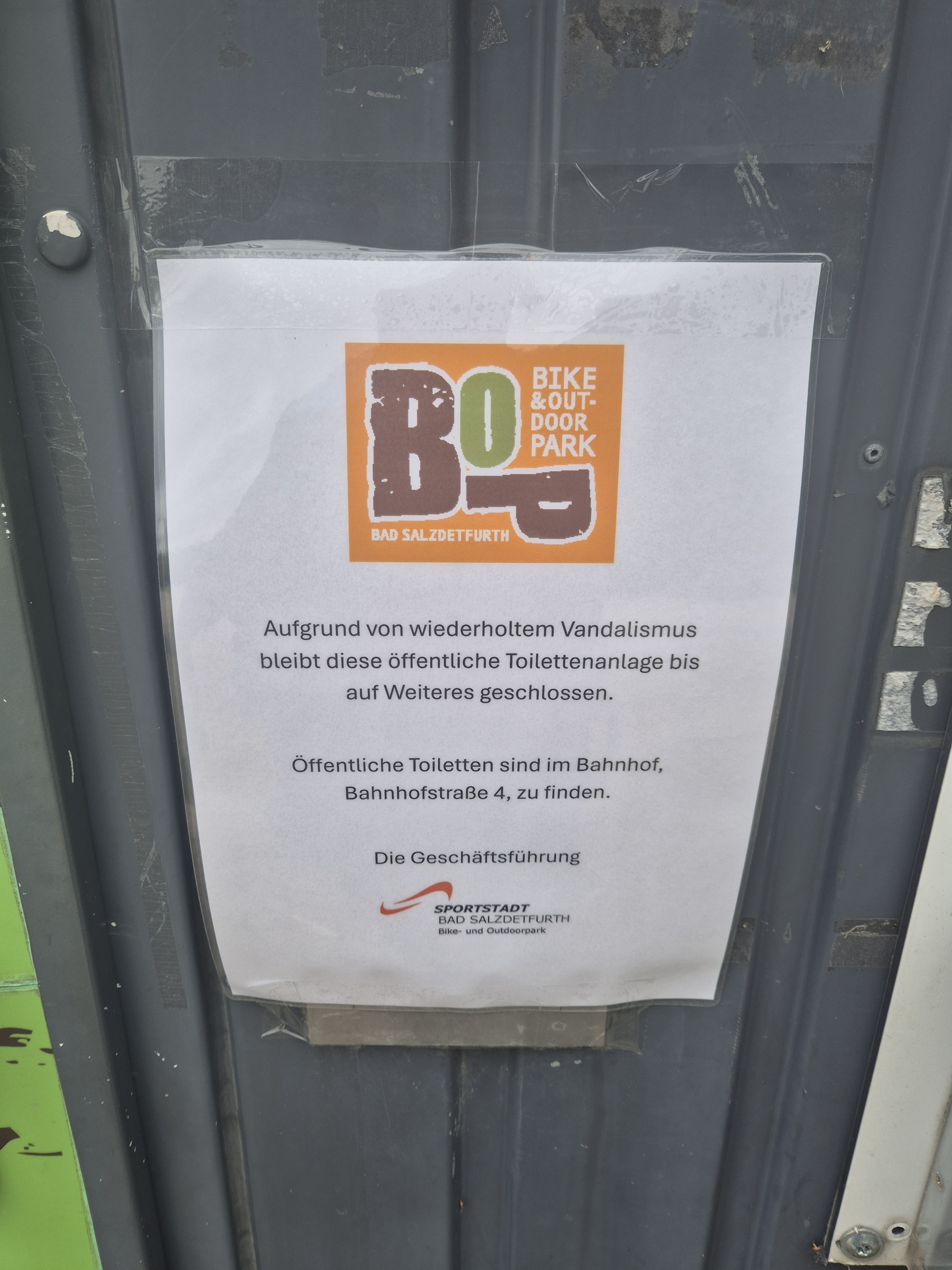Sperrung Toiletten BOP
